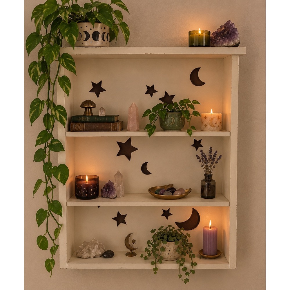 VTG celestial star moon Wall Hanging 23x19x6 Trinket Shelf Knick knack primative